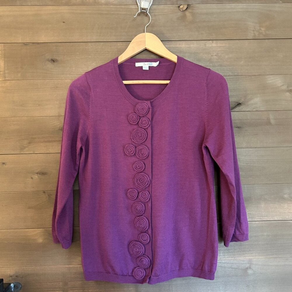 BODEN Rosette Merino Wool Cardigan Sweater Top US 10 M